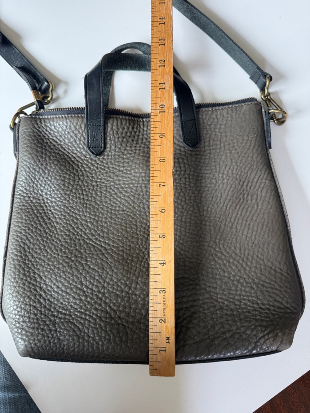 Madewell Pebbled Leather Transport Mini Convertible Shoulder Bag - Gray/Black - Picture 13 of 16
